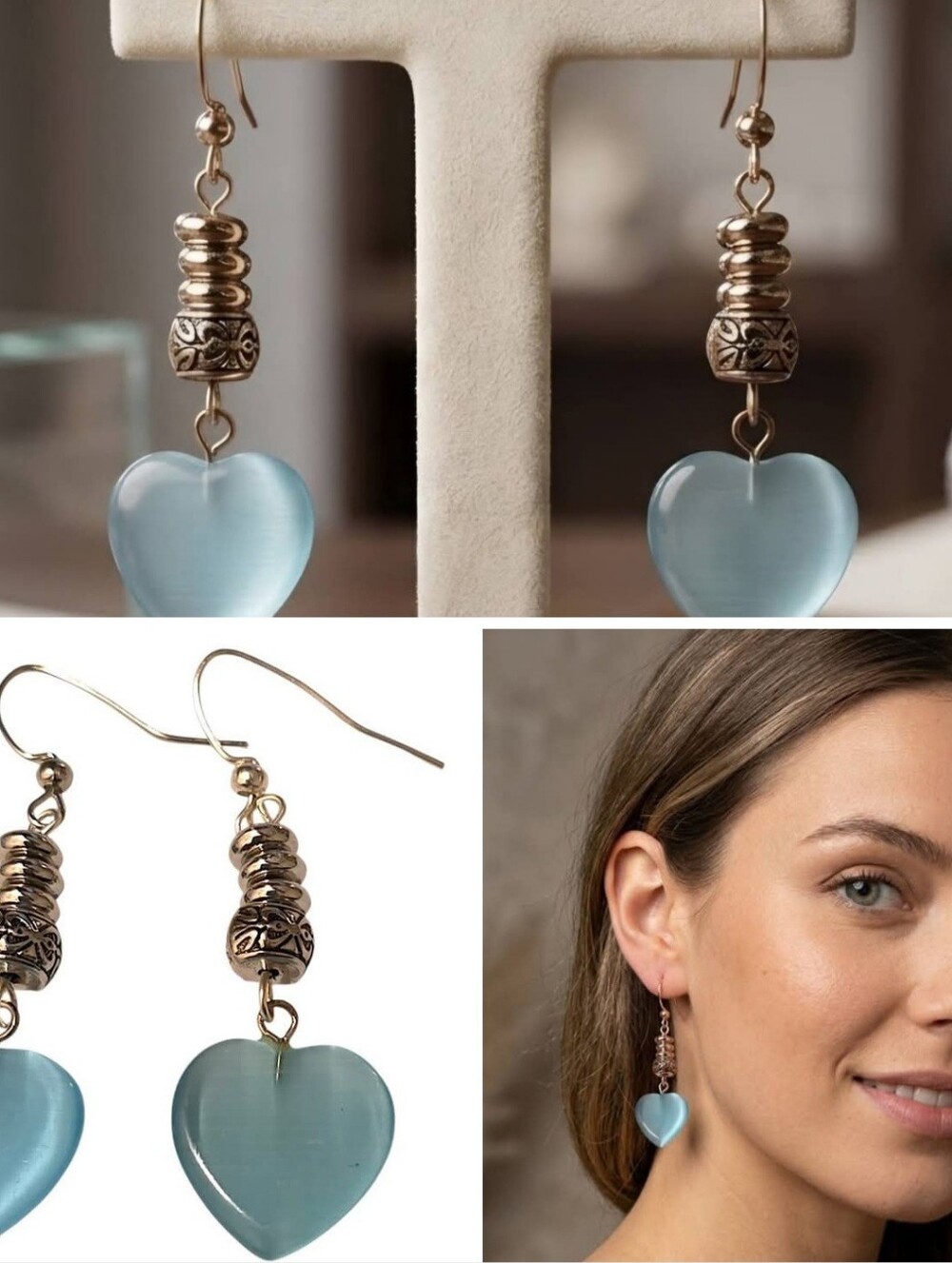 Ocean Heart Drop Earrings